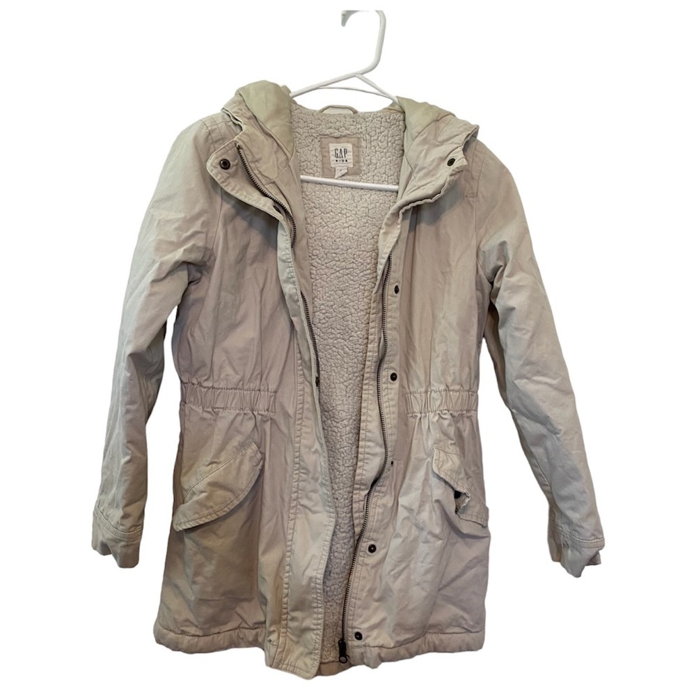 GAP Kids Anorak Button Down Zipper Hooded Ivory Kids Jacket snap button